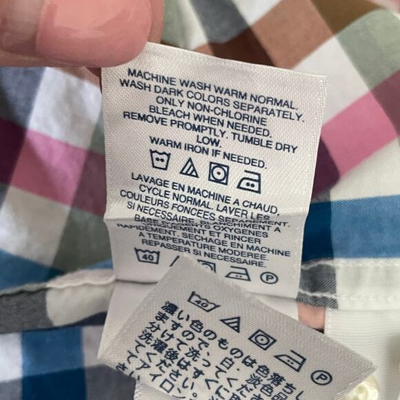 Lands End Mens Shirt M Multicolor Buffalo Check Button Up Preppy Office Travel - Picture 10 of 12